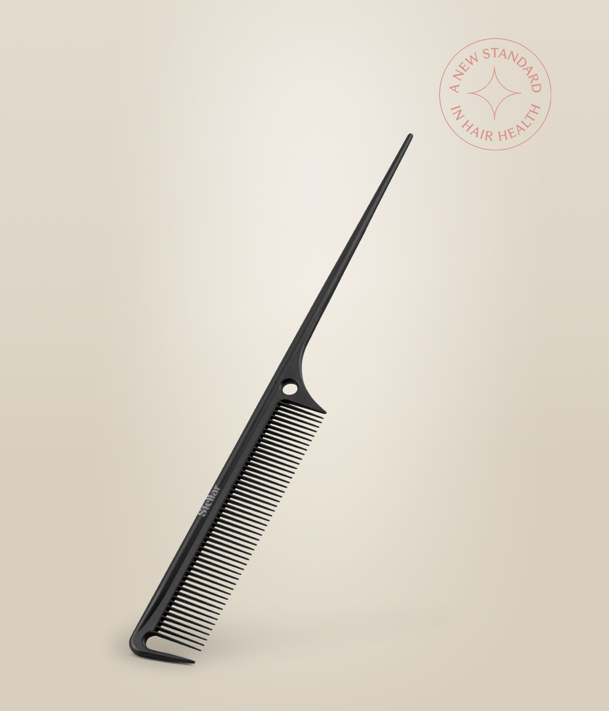 Carbon Tail Comb showing its wide teeth and tapered tail.